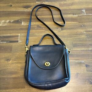 RARE Laura USA Leather Crossbody Natural Leather Solid Brass Collection Black